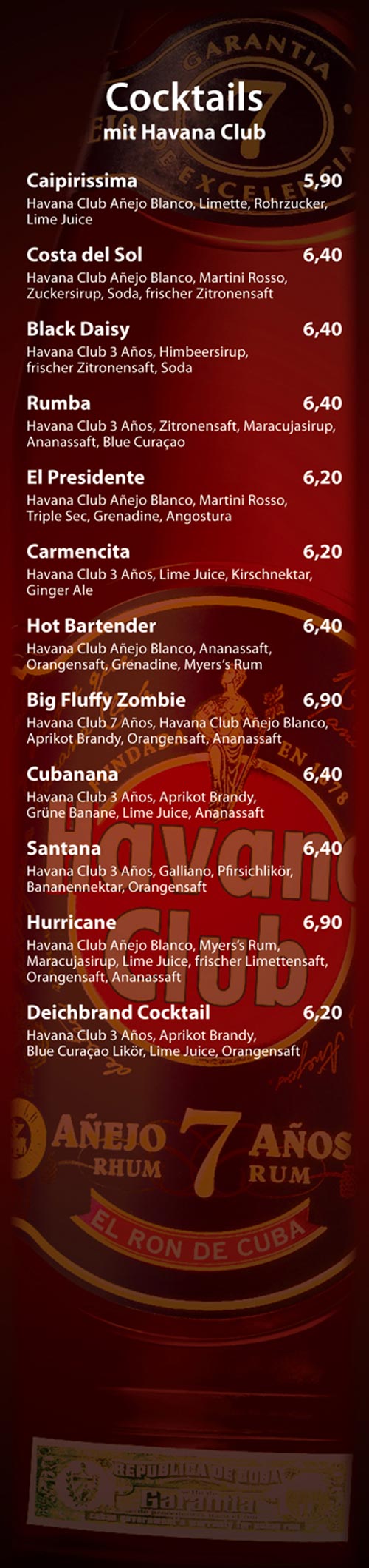 Cocktails mit Havana Club - Cocktailbar Die Kiste in Cuxhaven