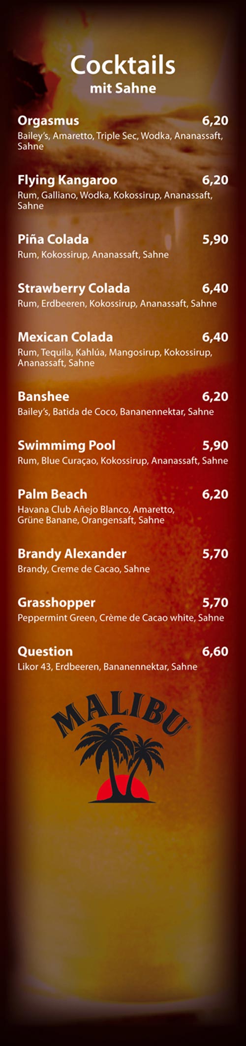 Cocktails mit Sahne - Cocktailbar Die Kiste in Cuxhaven