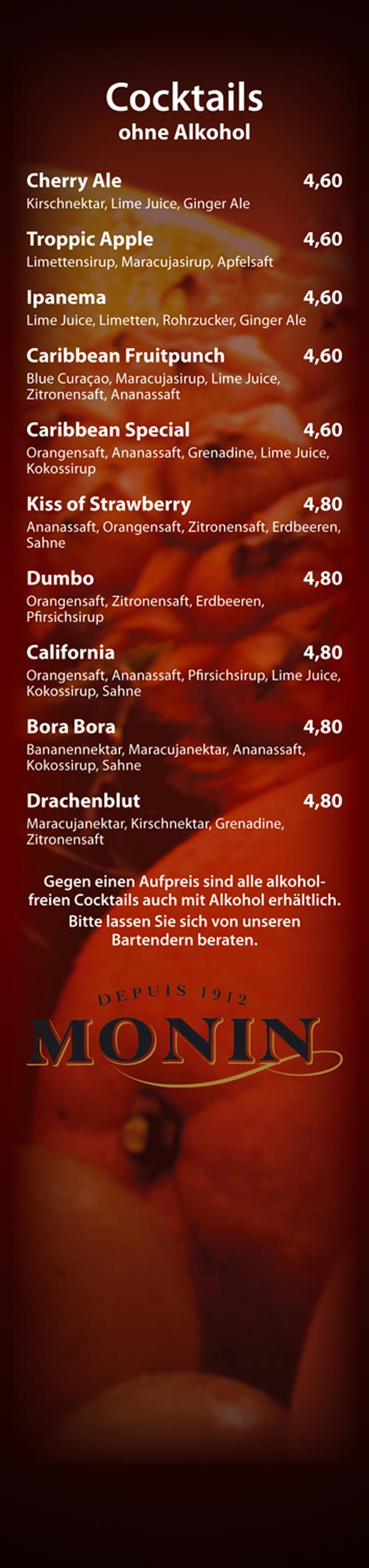 Cocktails ohne Alkohol - Cocktailbar Die Kiste in Cuxhaven