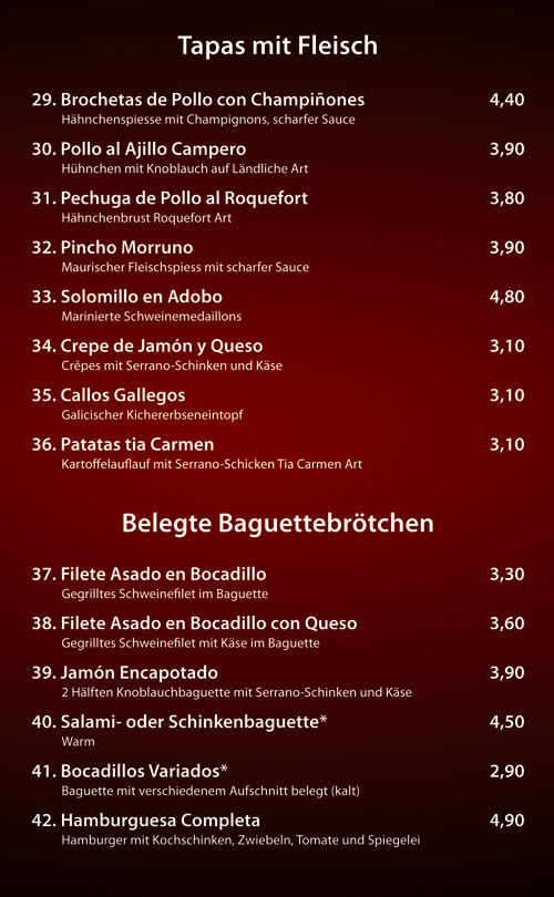 Tapas mit Fleisch / Baquettebroetchen - Cocktailbar Die Kiste in Cuxhaven