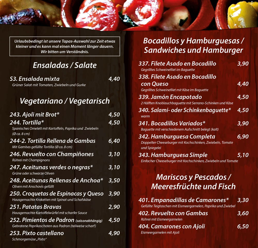 Tapas - Salat - vegetarisch - Sandwiches - Hamburger - Meeresfrüchte - Fisch - Die Kiste Cuxhaven