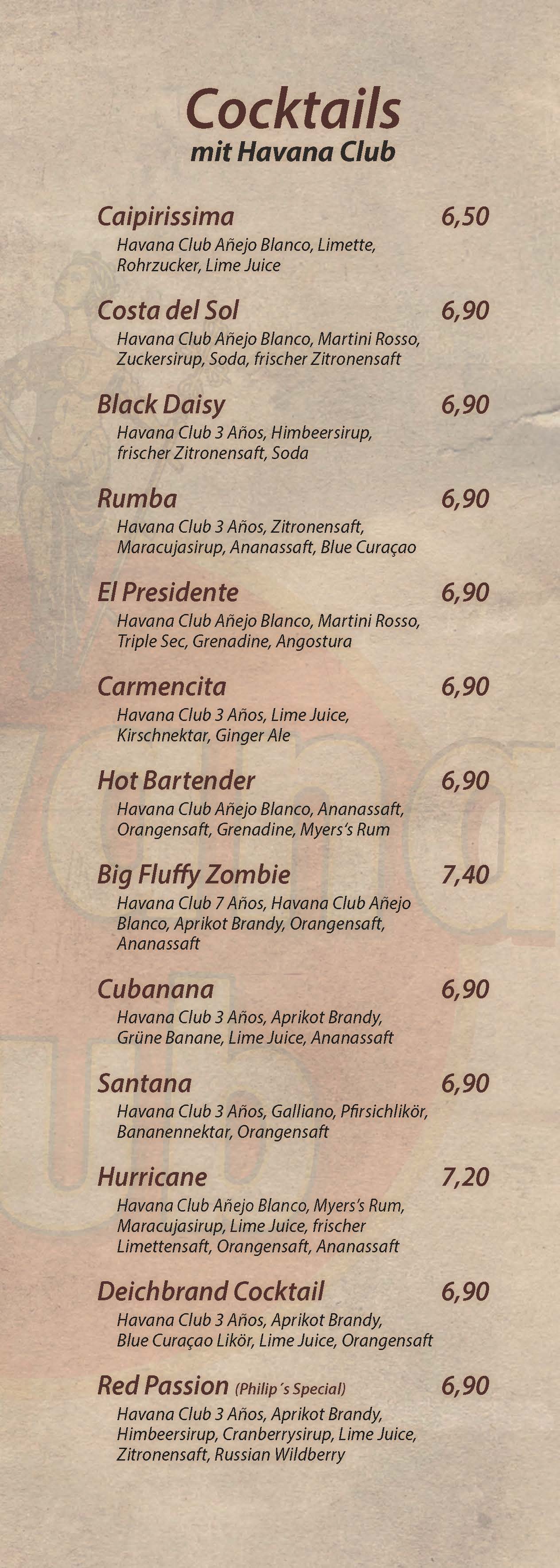 Cocktails mit Havana Club - Cocktailbar Die Kiste in Cuxhaven