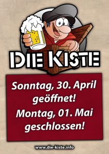 Sonntag auf 1. Mai hat die Kiste in Cuxhaven geöffnet