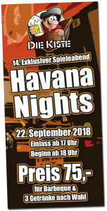 Havana Nights - 14. exklusiver Spieleabend in der Die Kiste in Cuxhaven