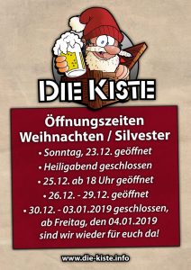 Cuxhaven Kiste Kneipe feiern Weihnachten Silvester