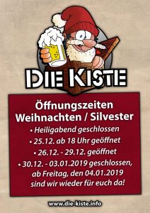 Cuxhaven Kiste Kneipe feiern Weihnachten Silvester