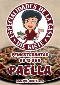 Pfingstsonntag ab 12 Uhr Paella und ab 17 Uhr Livemusik in der Die Kiste in Cuxhaven