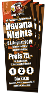 Havana Nights - 16. exklusiver Spieleabend in der Die Kiste in Cuxhaven
