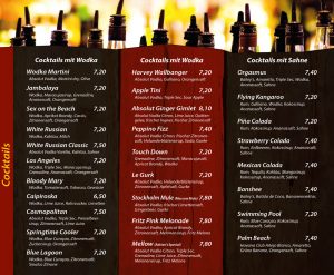 Cocktails mit Wodka - Cocktails mit Sahne - Die Kiste Cuxhaven