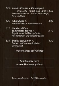 Tapas mit Fleisch - Die Kiste in Cuxhaven