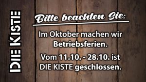 Betriebsferien von 11.-28. Oktober 2021