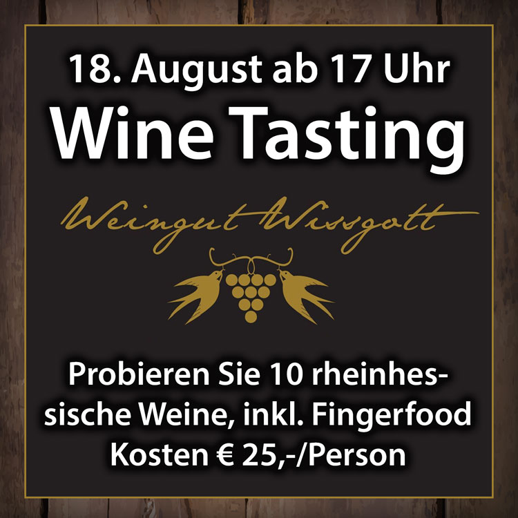 Wine-Tasting mit Weingut Wissgott am 18. August 2022 in der DIE KISTE in Cuxhaven