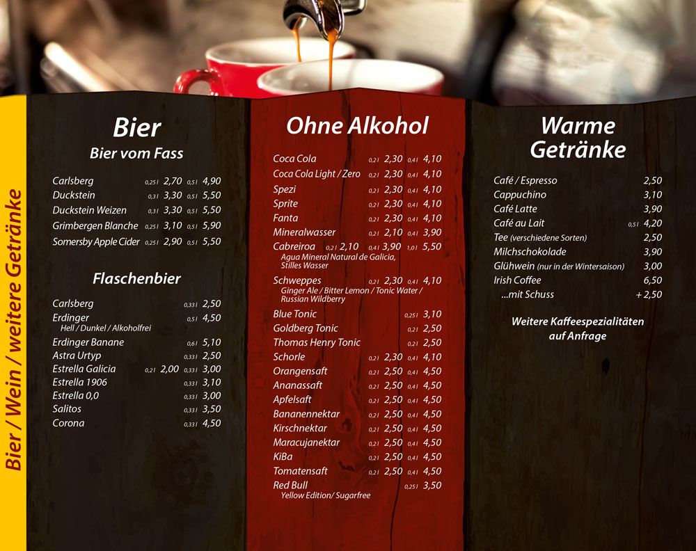 Bier, Alkoholfreie Getränke, Warme Getränke - Die Kiste in Cuxhaven
